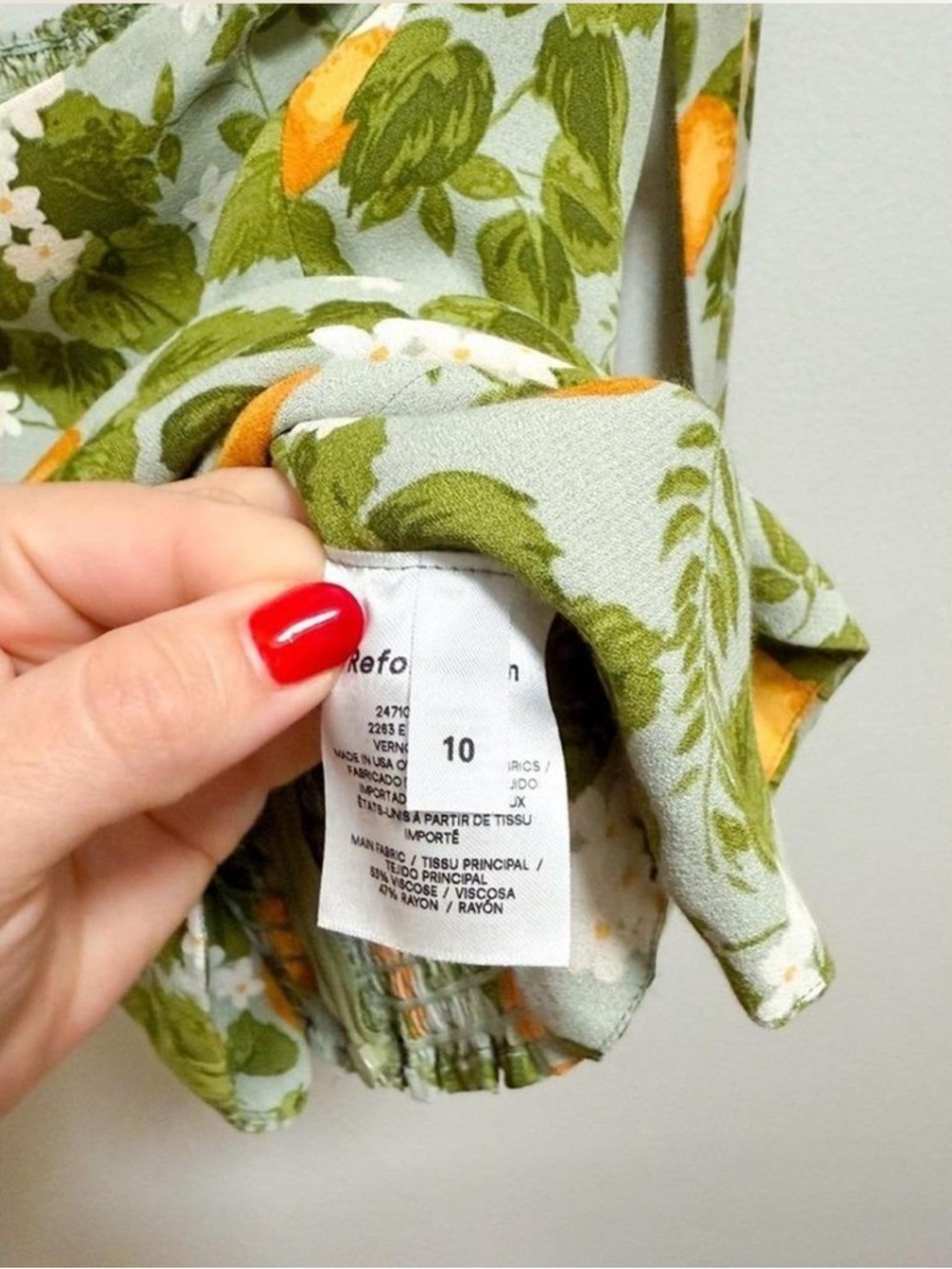 Reformation Ellora squareneck tie sleeve tank top orange grove fruit print Italy - Picture 6 of 8